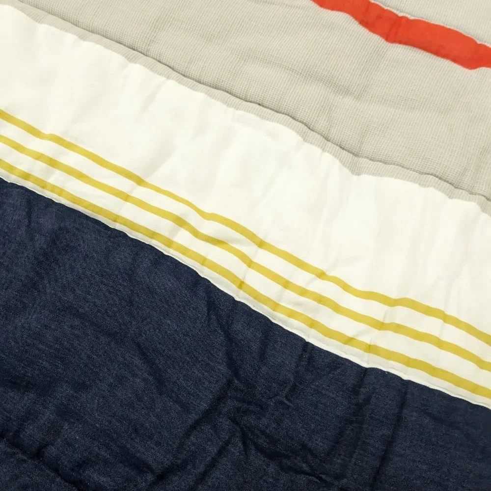 Pottery‎ Barn Teen Wyatt Stripe Comforter Full Queen F/Q blue orange yellow